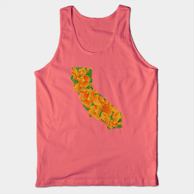 California State Outline Poppy Wildflower Superbloom Tank Top by Spatium Natura